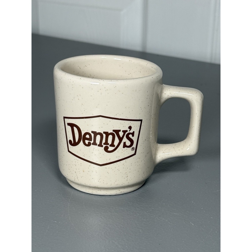 Vintage Denny's Restaurant Speckled Ceramic Coffee Mug Diner Advertising Cup EUC
